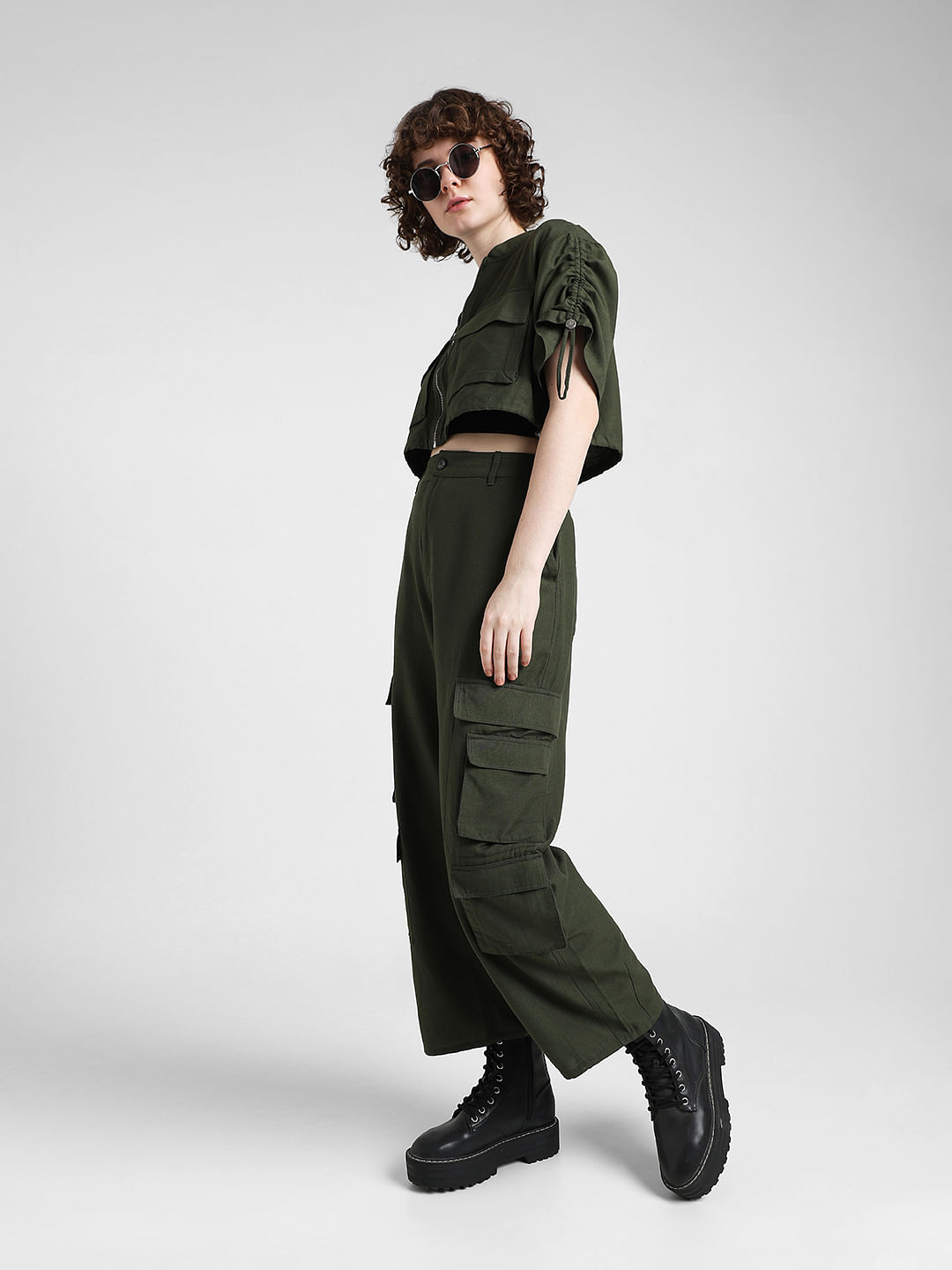 Women Cargo Pants Loose Fit Straight Adjustable Strap Multi-pockets Full  Length Streetwear Solid Color Lady Vintage Denim Trousers Overalls for  Daily Wear - Walmart.com